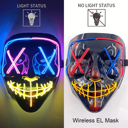Wireless Neon LED Purge Mask – Glowing Halloween Party Mask