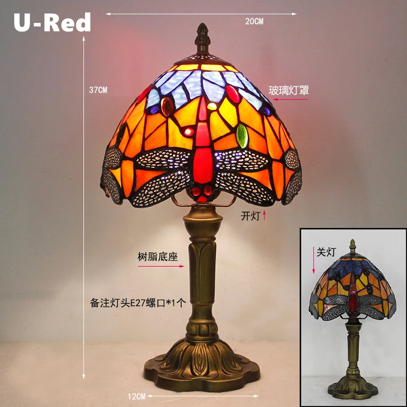 Table Lamp: E27 Stained Glass, Baroque Mediterranean Style for Bedroom & Nightstand