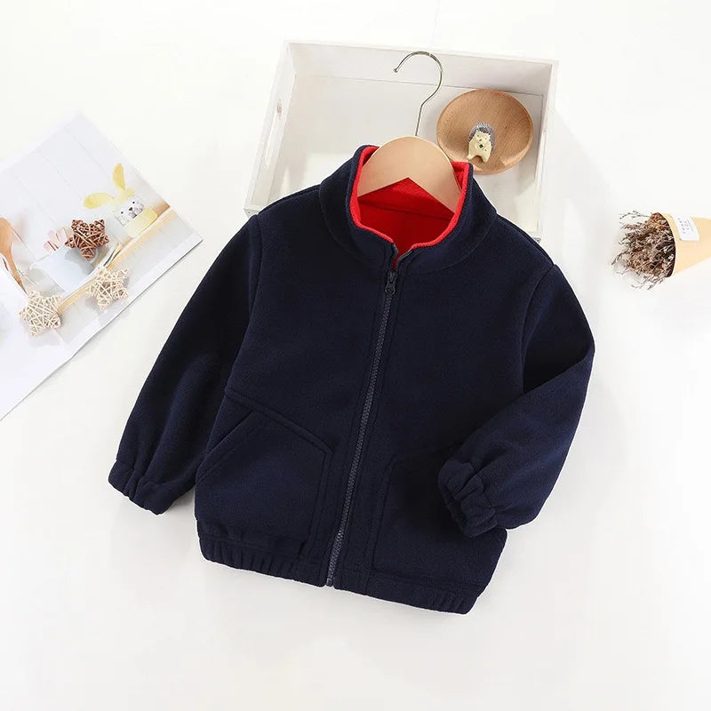 Children’s Thick Fleece Jacket – Zippered Casual Coat