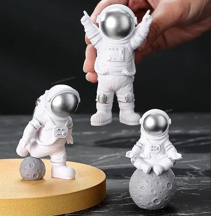 Cosmic Adventures: 4-Piece Astronaut Figurine Set for Kids & Home Decor