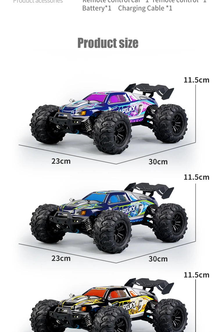 1:16 RC Off-Road Car – High-Speed 4WD Monster Truck with LED Lights