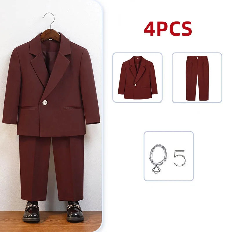 Classic Boys’ Suit – Wedding & Party Blazer Set for Kids 4–12Y