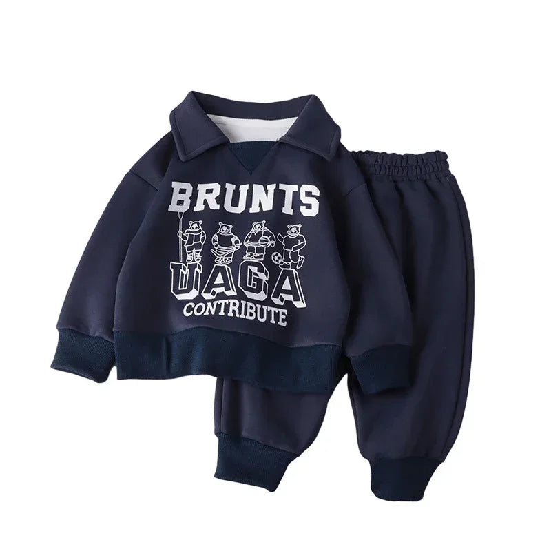 Kids' Warm Polo Tracksuit: Cozy & Stylish for Autumn and Winter