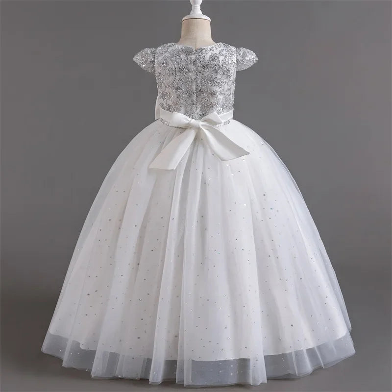 Festive Elegance – Girls’ Bow Party Dress for 3-10Y