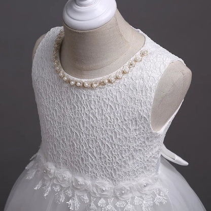 Pearl-Embellished Baby Dress – Formal Pageant Gown