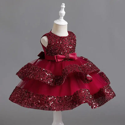 Girls’ Summer Party Dress – Sequin & Beaded Bow Detail