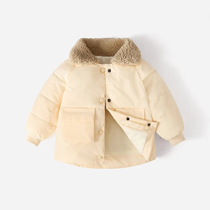 Boys & Girls Lapel Jacket – Cozy Lamb Fleece Kids’ Coat