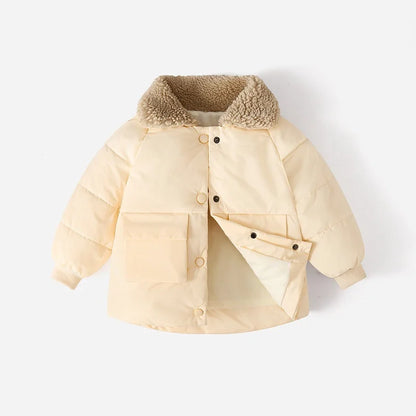 Boys & Girls Lapel Jacket – Cozy Lamb Fleece Kids’ Coat