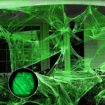 Halloween Fluorescent Cobwebs – Glowing Spider Web Decorations