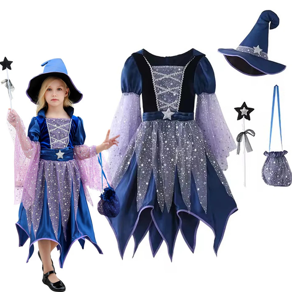 Girls Witch Dress Up Costume – Halloween Party Suit