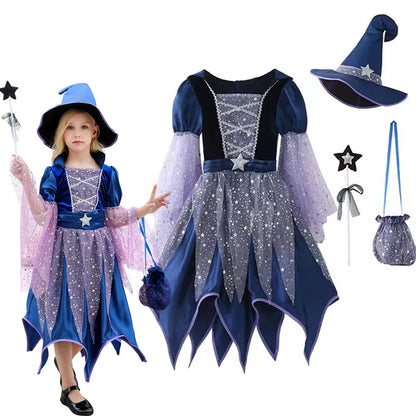 Girls Witch Dress Up Costume – Halloween Party Suit
