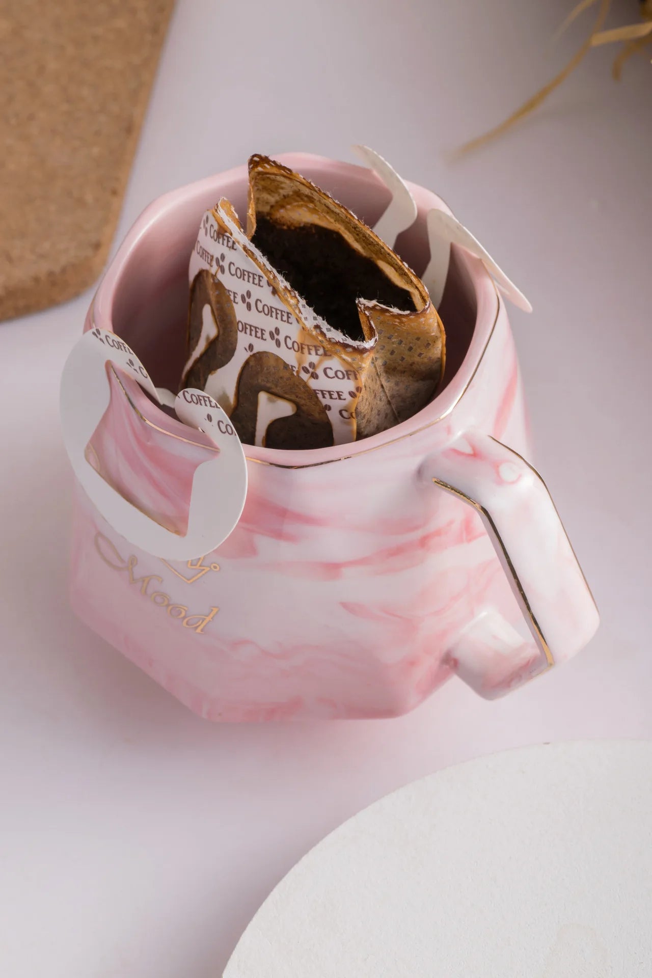 Elegant Marbled Diamond Ceramic Mug Set - Perfect Wedding Souvenir