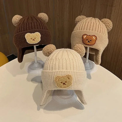 Baby Wool Hat – Cute Bear Ear Winter Knitted Cap
