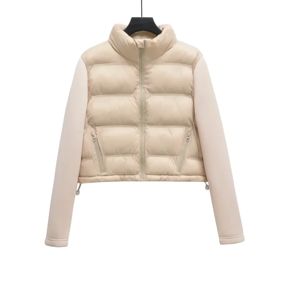 Modern Edge: Spliced Cotton Jacket with Stand Collar