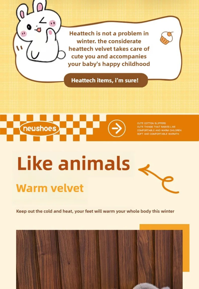 Warm Fluffy Rabbit Slippers for Boys & Girls