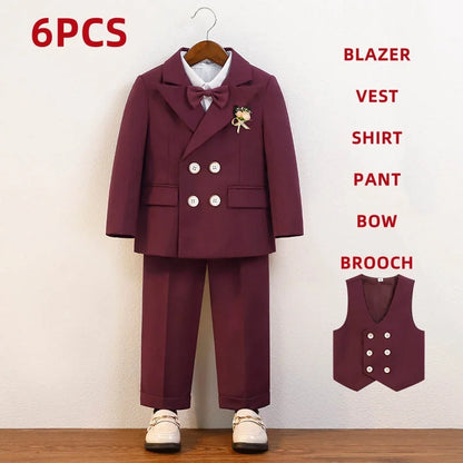 Elegant Boys’ Velvet Suit – British-Style Wedding & Party Outfit