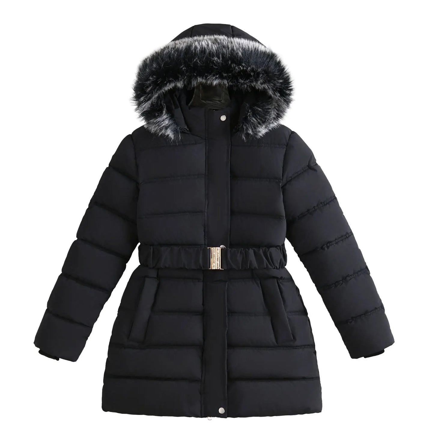 Girls’ Hooded Winter Jacket – Long Style, Warm & Fashionable