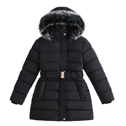 Girls’ Hooded Winter Jacket – Long Style, Warm & Fashionable