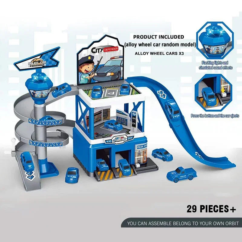 DIY Railcar Parking Track Set – Inertia Cars & Engineering Vehicles for Kids!