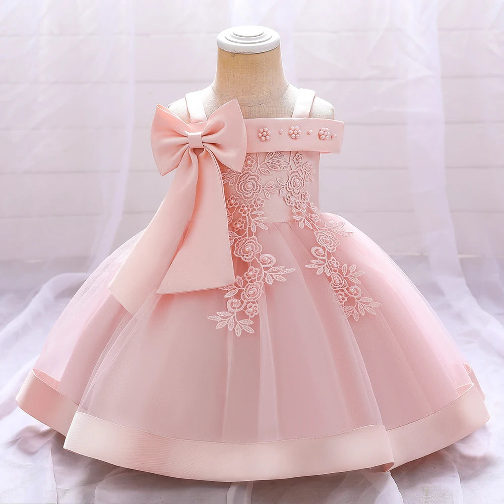 Elegant Infant Dress – Bow Lace Princess Party Wear