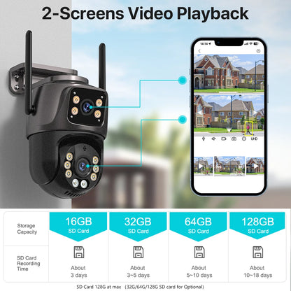 4K 8MP Dual-Lens PTZ WiFi Camera | AI Tracking Outdoor CCTV