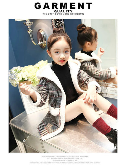 Autumn/Winter Girls’ Jacket – Stylish Hairy Long Coat