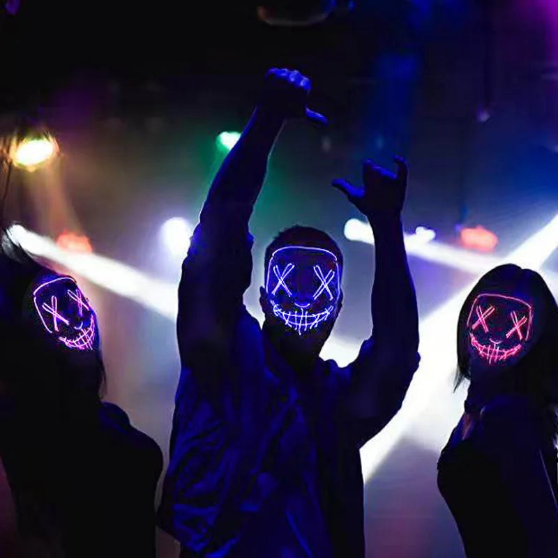 Wireless Neon LED Purge Mask – Glowing Halloween Party Mask