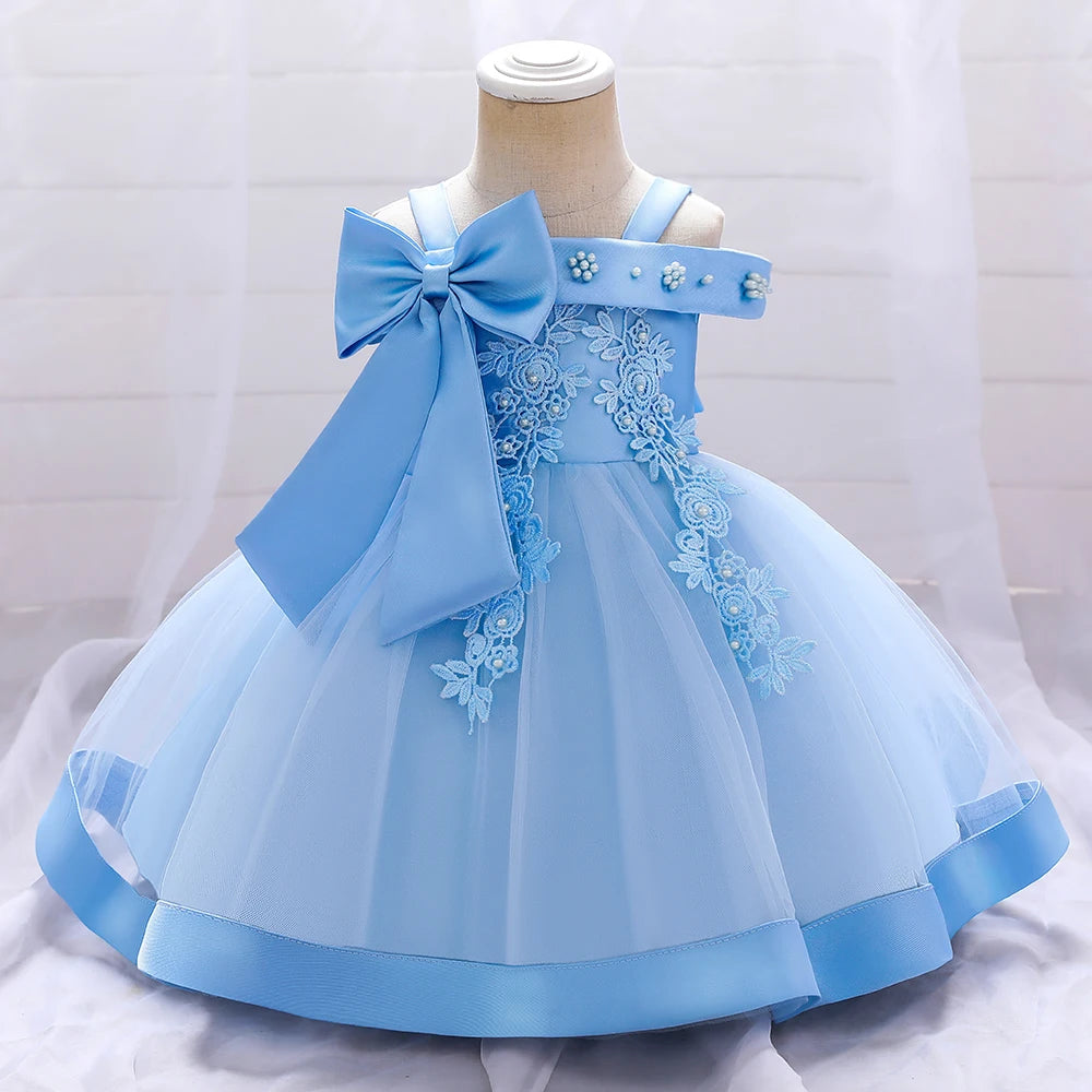 Elegant Infant Dress – Bow Lace Princess Party Wear