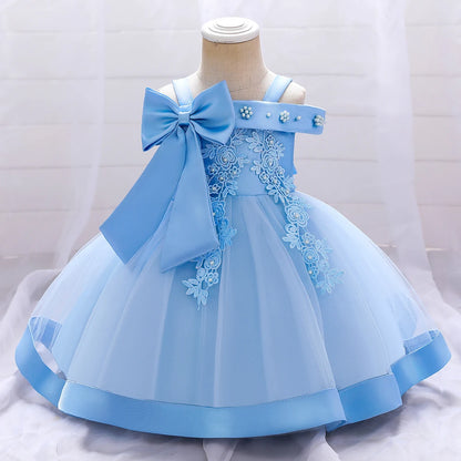 Elegant Infant Dress – Bow Lace Princess Party Wear