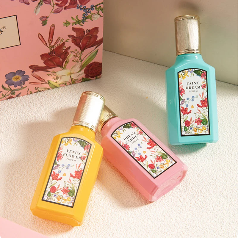 Floral Scent Perfume Gift Box: 4-Piece Set with Lasting Fragrance"