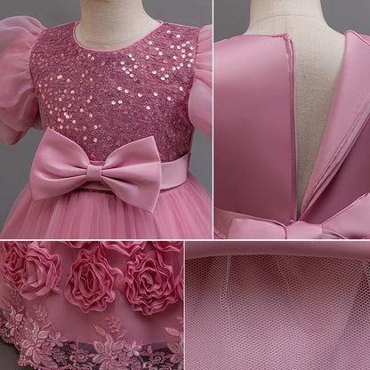 Elegant Long Sequin Dress for Girls 4–12 Years