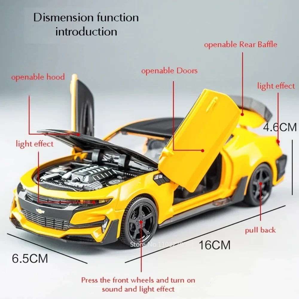 1:32 Camaro Diecast Model Car – Alloy Pull-Back Toy with Sound & Light!