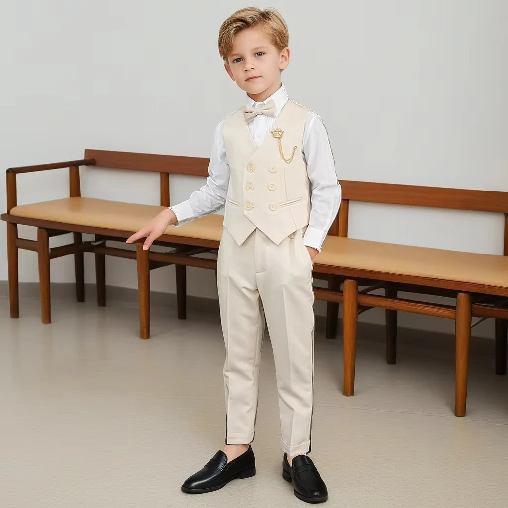 Children’s White Formal Outfit – Host & Evening Performance Suit