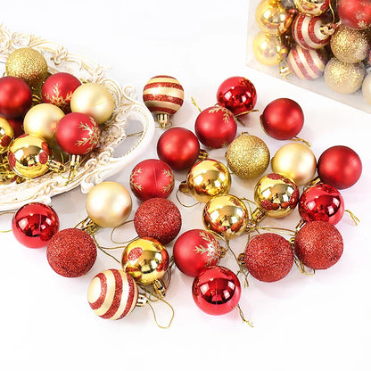 50pcs Christmas Baubles – 4cm Hanging Ornaments for Tree Décor & Holiday Gifts