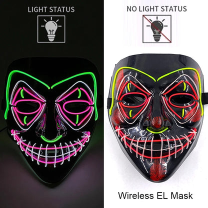 Wireless Neon LED Purge Mask – Glowing Halloween Party Mask