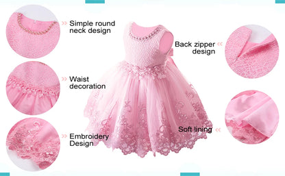 Pearl-Embellished Baby Dress – Formal Pageant Gown