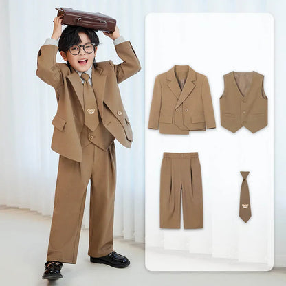 Baby Boys’ Classic Suit Set – 4/5Pcs Formal Outfit (1–10 Years)