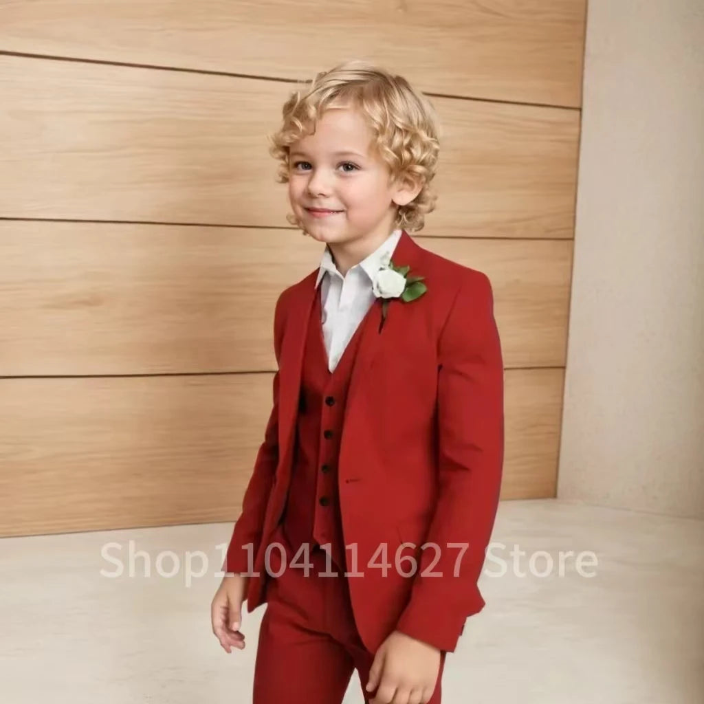 High-Quality Boys’ 3-Piece Tuxedo – Blazer, Vest & Trousers