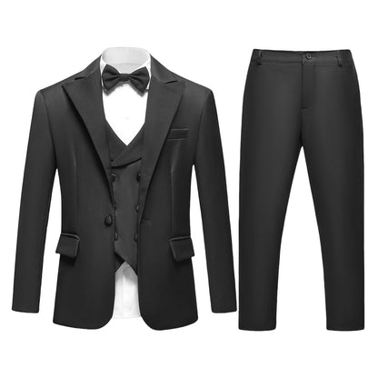 Elegant Burgundy Boy’s 3-Piece Suit – Blazer, Vest & Pants for Weddings or Photoshoots