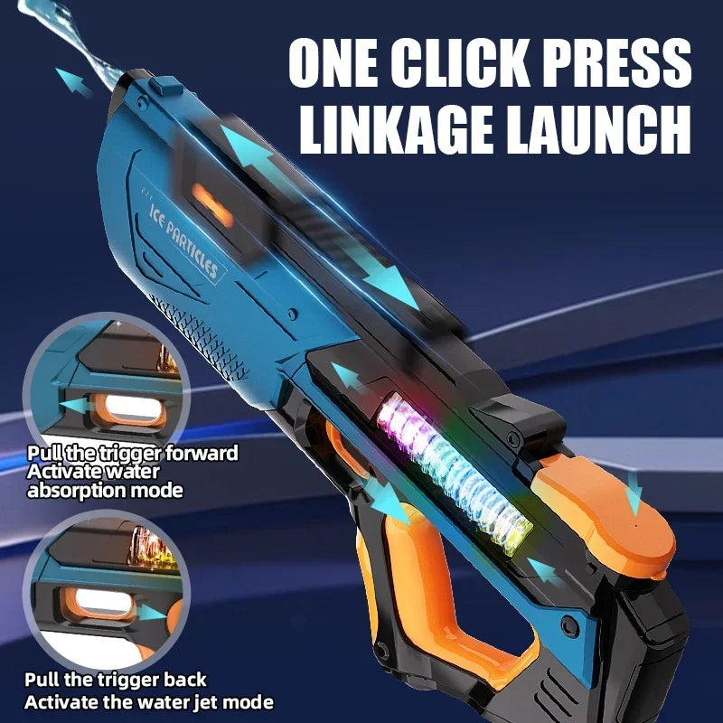 Portable electric water gun toy by Ultra Shoppings, perfect for kids' summer outdoor water fights at the beach or pool.