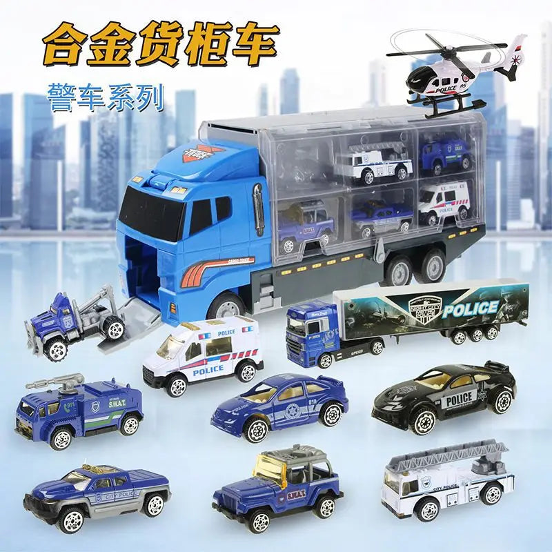 Big Trucks Mini Diecast Set – Carrier, Helicopter, Tank & More for Kids!