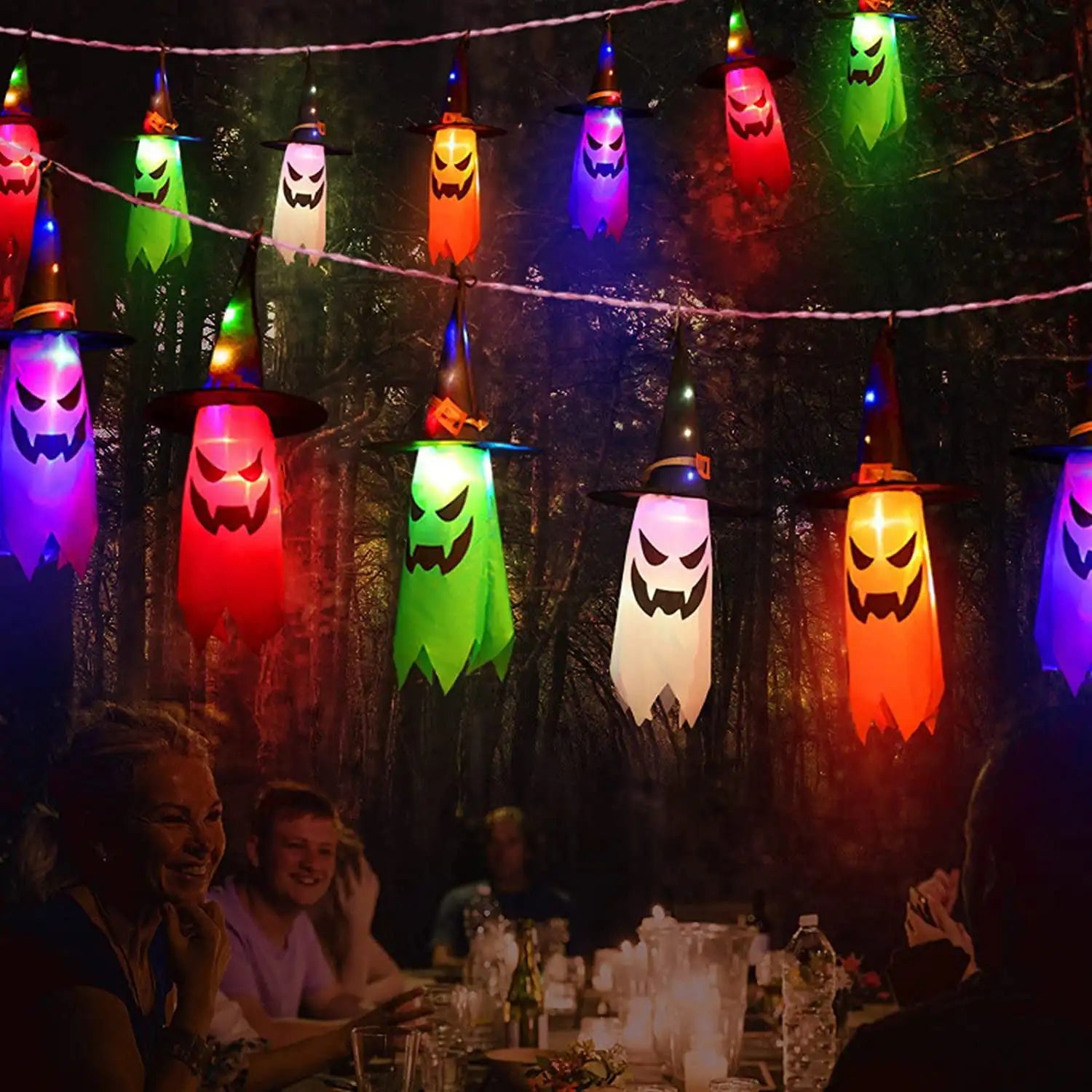 5pcs Halloween Witch Hat String Lights – Colorful LED Yard Decor