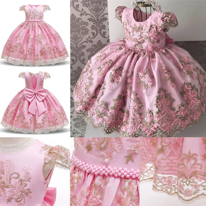 Elegant Embroidered Lace Dress for Girls