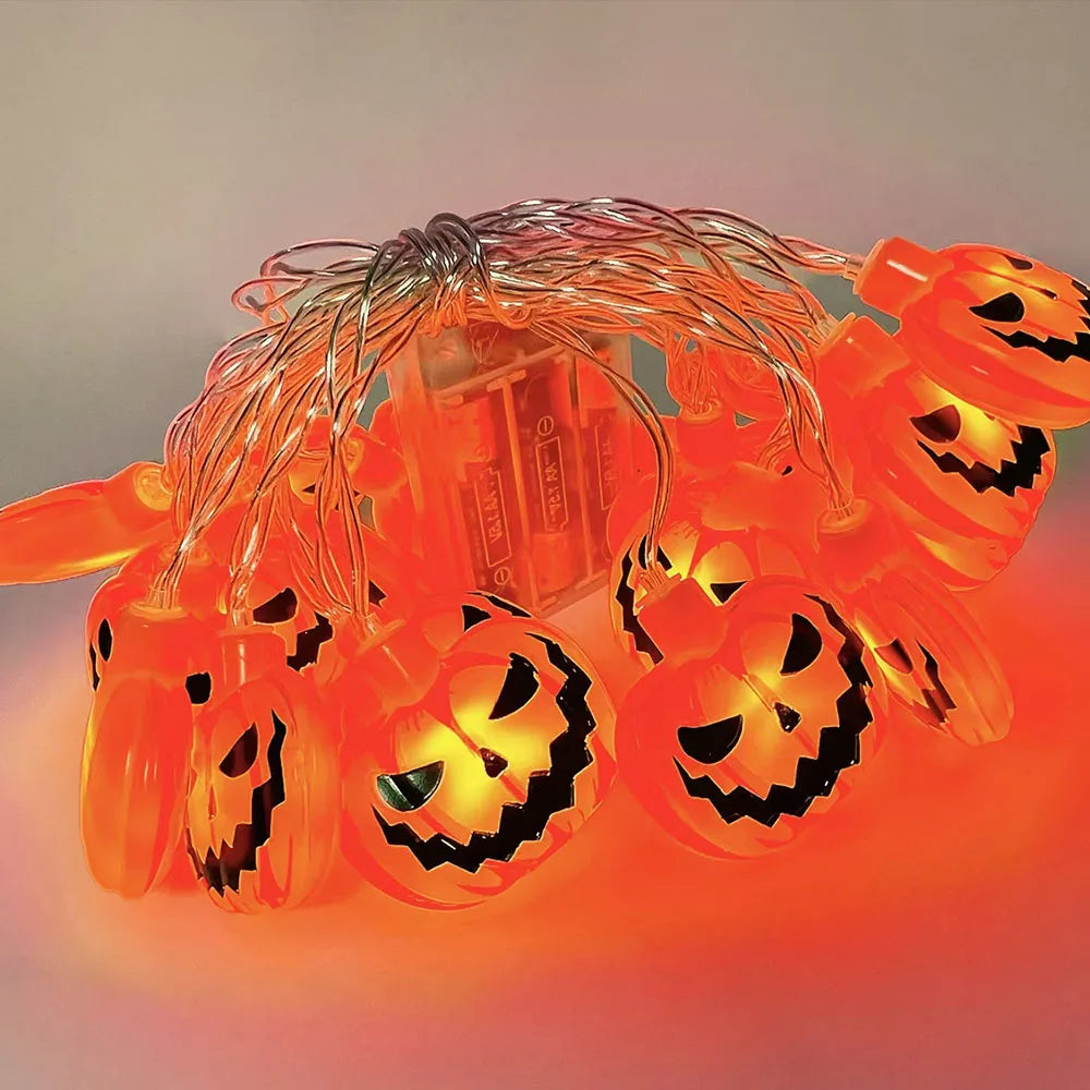 Halloween LED String Lights – Pumpkin, Ghost & Spider Web Decor