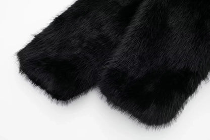 Cozy Black Faux Fur Outerwear – Trendy & Warm