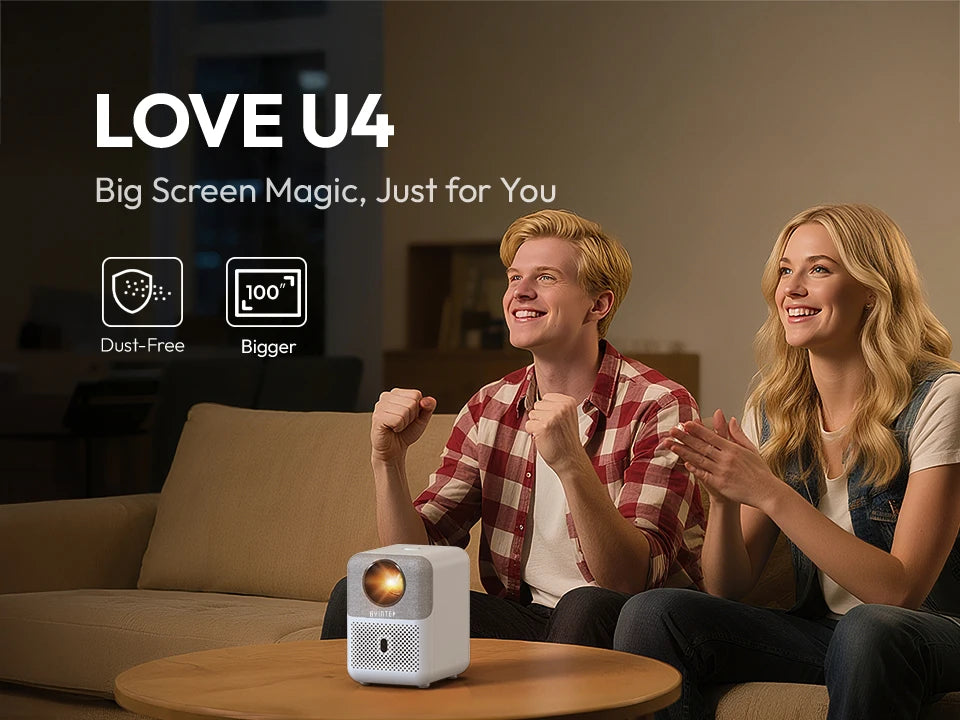 BYINTEK LOVE U4: 4K Smart Mini Projector for Wireless Home Cinema