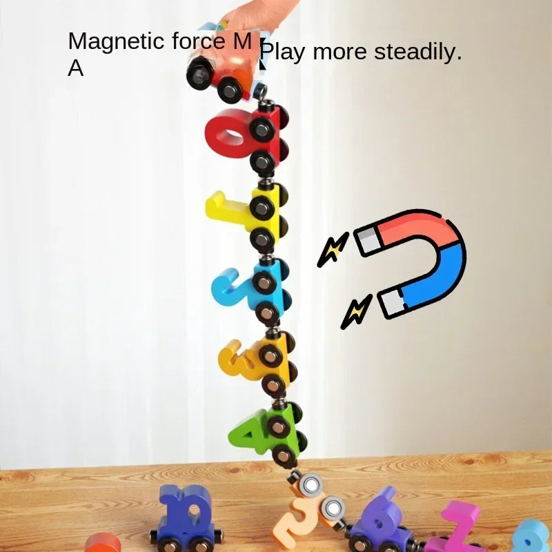 12-Piece Magnetic Digital Train – Montessori Wooden Learning Toy for Kids