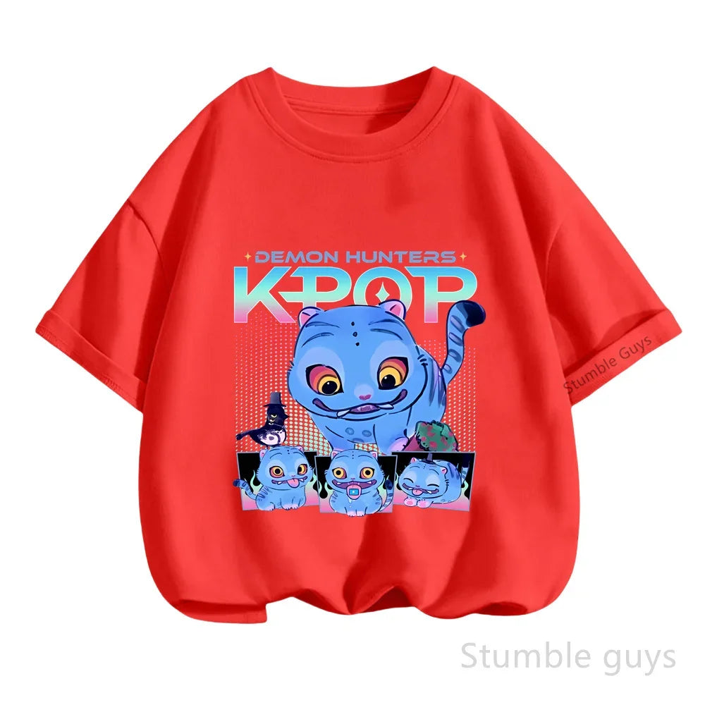 Kpop Demon Hunters Anime T-Shirt – Cool Short Sleeve for Children