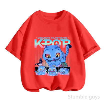 Kpop Demon Hunters Anime T-Shirt – Cool Short Sleeve for Children