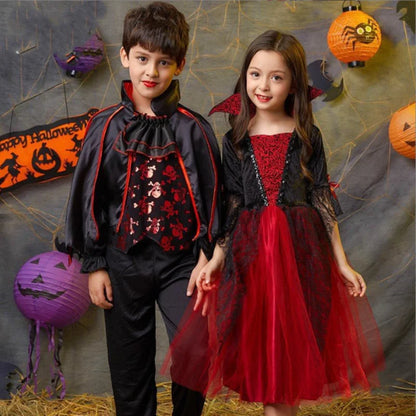 Girls' Vampire Dress: Gothic Elegance for Halloween & Carnival 2024